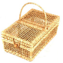 Cesta picnic media palha vazada 43x26x19 altura