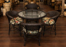 Conjunto de mesa de jantar 90cm com vidro e 04 poltronas com almofada Bota Fora Frete Gratis